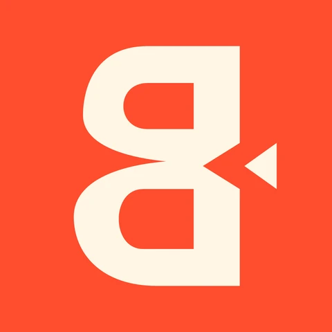 Backwards app icon: a mirrored letter B on orange